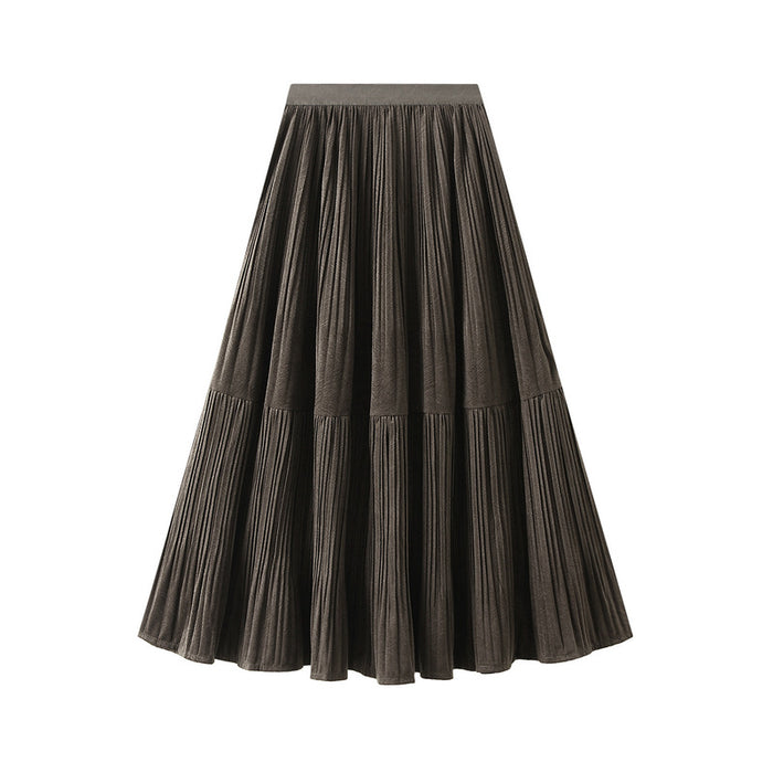 Color-Autumn Vintage Velvet Pleated Skirt Women Skirt Autumn Winter Gold Velvet Dress Maxi Dress-Fancey Boutique