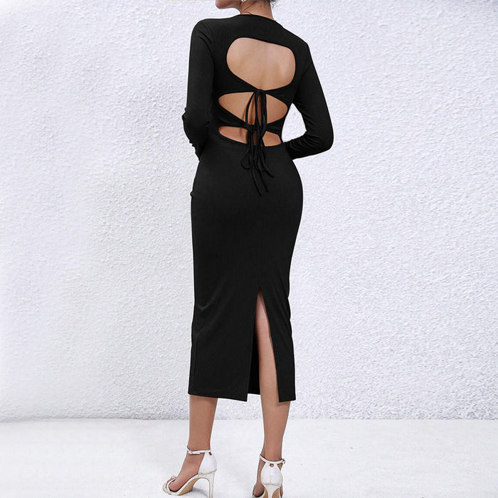 Color-Girls Sexy Sheath Tight Dress Hollow Out Cutout Chest Slimming Elegant Dress-Fancey Boutique