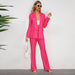 Color-Autumn Winter Casual Striped Blazer Straight Wide Leg Pants Suit Two Piece Suit-Fancey Boutique