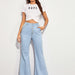 Color-Women Clothing Casual All Match Big Horn Wide Leg Denim Trousers-Fancey Boutique