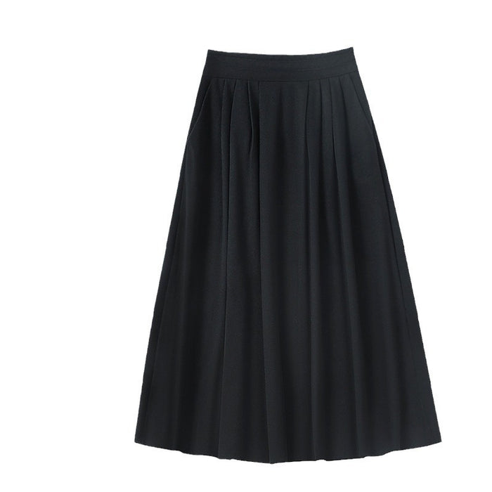 Color-Woolen Skirt Women Autumn Winter Pleated Umbrella Skirt High Waist Design A line Big Hem Dress Korean Women Clothing-Fancey Boutique