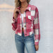 Color-Red-Autumn Winter Women Clothing Plaid Long Sleeve Shacket-Fancey Boutique