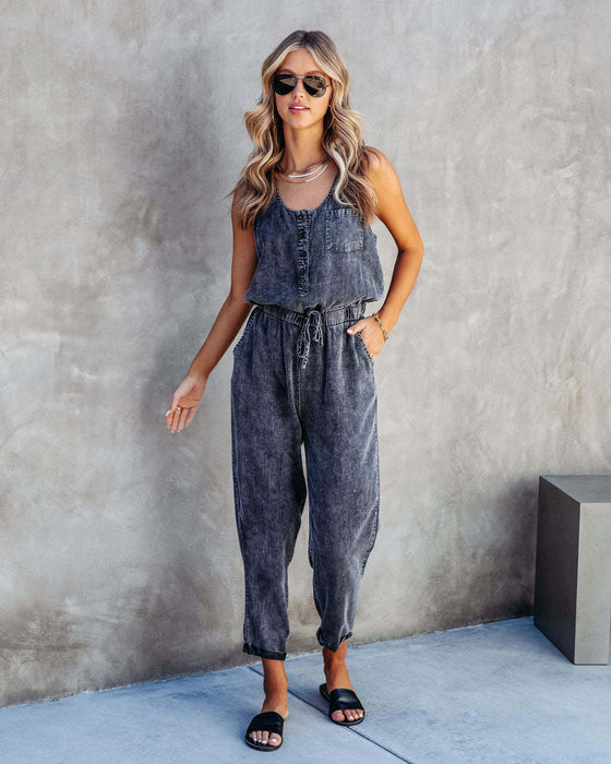 Color-Spring Summer Women Clothing Eaby Loose Sleeveless Women Denim Jumpsuit-Fancey Boutique