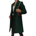 Color-blackish green-Autumn Winter Solid Color Collared Mid Length Button Woolen Coat Outerwear Women-Fancey Boutique