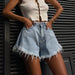 Color-Summer Fashionable Simple Trendy All Matching Slim Fit Horn Denim Shorts-Fancey Boutique