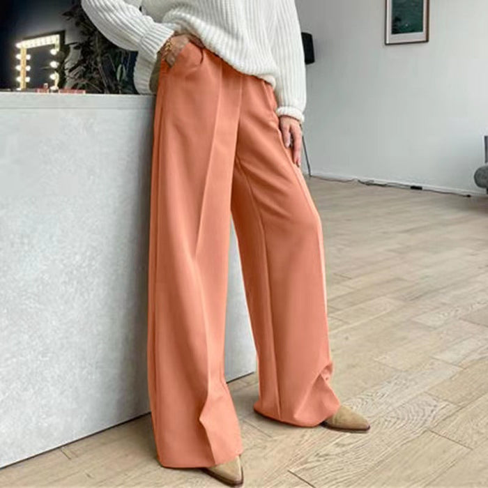 Color-camel-Spring Autumn Office Work Pant Women Casual High Waist Figure Flattering Straight Leg Pants-Fancey Boutique