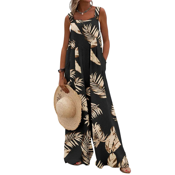 Color-Summer Printed Sleeveless Loose Casual Sling Wide Leg for Women Jumpsuit-Fancey Boutique