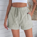 Color-Casual Tencel Shorts for Women Summer Solid Color Elastic Waist Sports Beach Pants-Fancey Boutique