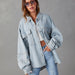 Color-Blue-Casual Denim Jacket Autumn Washed Solid Color Mid Length Jacket-Fancey Boutique