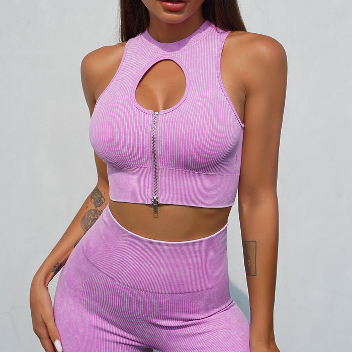 Color-Light Pink Bra-Seamless Yoga Clothes Suit Beauty Back Fitness Clothes Hip Lifting Stretch Yoga Clothes Tight Sportswear Women-Fancey Boutique