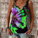 Color-Women's Clothing Summer Random Printing Painted V neck Open Vest Top Women-Fancey Boutique