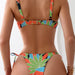 Color-Women Split Lace Up Sexy U Shaped Steel Bikini Swimsuit-Fancey Boutique