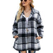 Color-Women Clothing High Profile Figure Autumn Winter Long Sleeved Plaid Shirt Mid Length Woolen Coat-Fancey Boutique