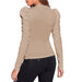 Color-Women Warm T shirt Solid Color round Neck Bubble Long Sleeve Slim Fit Top-Fancey Boutique