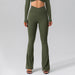 Color-Olive Green-Autumn Nude Feel Stretch Sports Yoga Bell Bottom Pants Skinny Slimming High Waist Peach Hip Lifting Fitness Trousers-Fancey Boutique