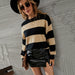 Color-Winter Striped Personality plus Size Pullover Slimming Knitwear Sweater Bottoming Shirt Women-Fancey Boutique