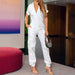 Color-White-Women Clothing Jumpsuit Casual Short Sleeve Solid Color Jumpsuit-Fancey Boutique