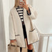 Color-Women Color Contrast Woolen Coat Autumn Winter-Fancey Boutique