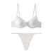 Color-White-1 Suit-Summer French Underwear Women Thin Satin Glossy Lace Edge Pure Sexy Buckled Front Shaped Back Bra Set-Fancey Boutique