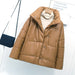 Color-Winter Women Faux Leather Coat Single-Breasted Stand Collar Short Leather Coat Slim Jacket-Fancey Boutique