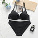 Color-Black-Underwear Panties Set Breathable Soft Medium Thick Cotton Cup Bra With Steel Ring-Fancey Boutique