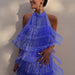 Color-Blue-Women Tassel Halter Backless Dress-Fancey Boutique