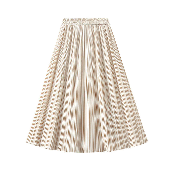 Color-Summer High Waist Pleated Skirt Spring Summer Korean Drape Young Slimming Skirt Pink-Fancey Boutique