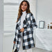 Color-Autumn Winter Pocket Loose Casual Plaid Printed Coat-Fancey Boutique