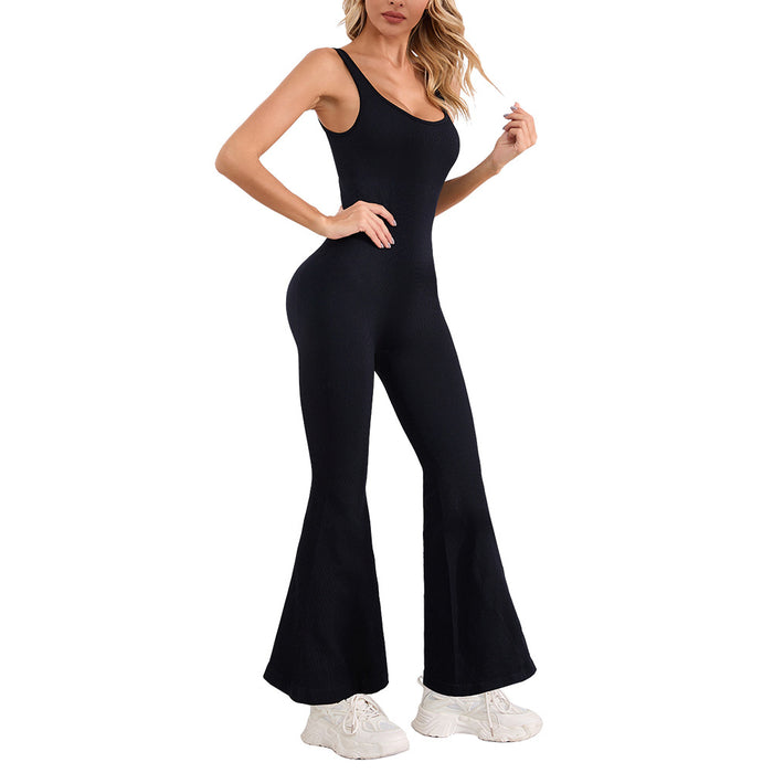 Color-Yoga Bodysuit Sports Workout Sexy Hip Lifting Horn Trousers Tight Yoga Jumpsuit-Fancey Boutique