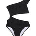 Color-Solid Color One Shoulder Cutout Siamese Sexy Lacing Bikini Swimsuit for Women-Fancey Boutique