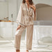 Color-Khaki-Spring Summer Pajamas Women Summer Thin Silk Ice Silk Satin Chiffon Long Sleeve Home Wear Spring Autumn-Fancey Boutique