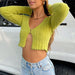 Color-Women Sweater Fall/Winter Long Sleeves Cropped Short Cardigan Top-Fancey Boutique