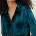 Color-Women Velvet V neck Suit Collar Women Cardigan Long Sleeve Suit Homewear Pajamas Spring Autumn Blue-Fancey Boutique