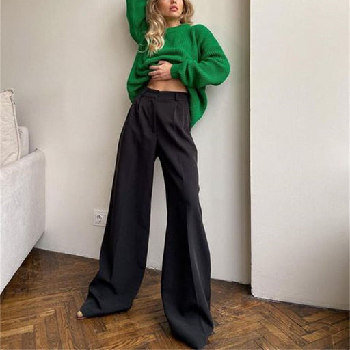 Color-Spring Autumn Office Work Pant Women Casual High Waist Figure Flattering Straight Leg Pants-Fancey Boutique