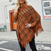 Color-Autumn Winter Shawl Cape Knitwear Sweater Half Open Collar Tassel Hem Coat-Fancey Boutique