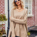 Color-Khaki-Autumn Winter Women V Neck Knitwear Sexy Pullover-Fancey Boutique