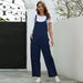 Color-purplish blue-Women Clothing Retro Casual Long Suspender Jumpsuit-Fancey Boutique