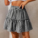 Color-Popular Women Pleating Plaid Printed Skirt High Waist Elastic Retro Plaid Skirt-Fancey Boutique