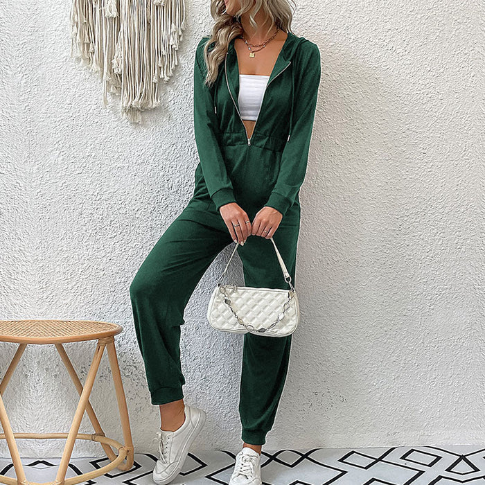 Color-blackish green-Autumn Winter Women Clothing Solid Color Tooling Casual Jumpsuit-Fancey Boutique