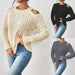 Color-Autumn Winter off the Shoulder Hemp Pattern Pullover Knitted Sweater Coat-Fancey Boutique