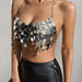 Color-Silver-Nightclub Sexy Sequ Backless Chain Women Vest-Fancey Boutique