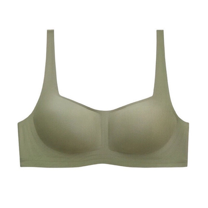 Color-Green-bralette Women Korean Seamless Underwear Thin Small Breast Push up Wireless Soft Support Square Collar Tube Top Jelly Bra-Fancey Boutique