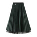 Color-Blackish Green-Double Sided Pleated Skirt Gauze Skirt Autumn Winter A Line Skirt Belly Covering Skirt-Fancey Boutique