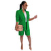 Color-Dark Green-Women Clothing Blazer Shorts Two Piece Suit Spring Summer Casual Suit-Fancey Boutique
