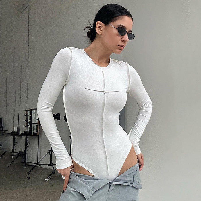Color-Special Anti Car Pinch Pleated Slim Fit Long Sleeved Jumpsuit Sexy All Match Basic Bottoming Shirt-Fancey Boutique