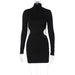 Color-Black-Women Clothing Autumn Sexy Backless Hollow Out Cutout out Chain Slim Fit Long Sleeved Dress-Fancey Boutique