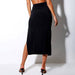 Color-Summer New Women Clothing Sexy Solid Color High Waist Slimming Slit Pleating Skirt-Fancey Boutique
