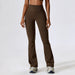 Color-Coke Tea Coffee Color-Wide Leg Tight Nude Feel Hip Lifting Yoga Bell Bottom Pants Dance High Waist Bootcut Casual Sports Pants-Fancey Boutique