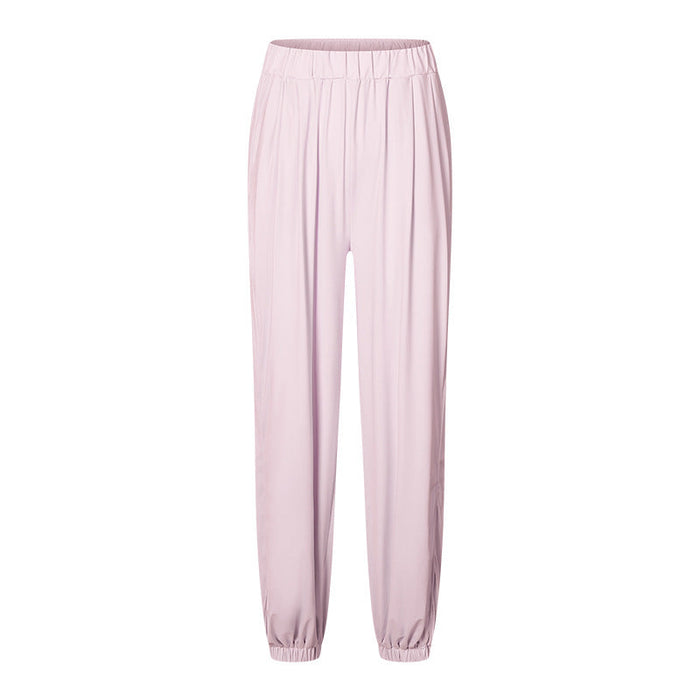 Color-Pink-Cool Original Yarn UPF50 Sun Proof Trousers Women Summer High Waist Ankle Tied Wide Leg Pants Draping Effect Loose Soft Pants-Fancey Boutique