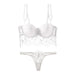 Color-White Suit-French Underwear Sexy Lace Lace Spaghetti Strap Tube Top Vest Push Up Beauty Back Sexy Bra Set Women-Fancey Boutique